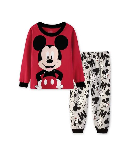 Pijama "Mickey", bluza rosie maneca lunga, pantaloni gri