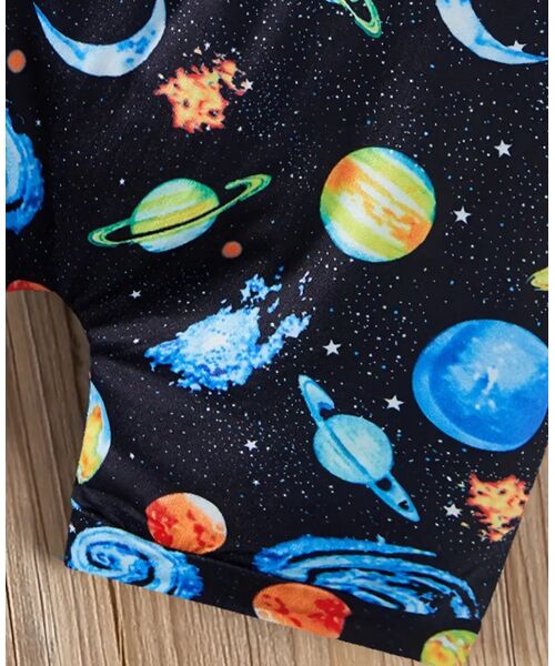 Set aniversar 1 an "Space party" , body alb maneca scurta , pantaloni scurti