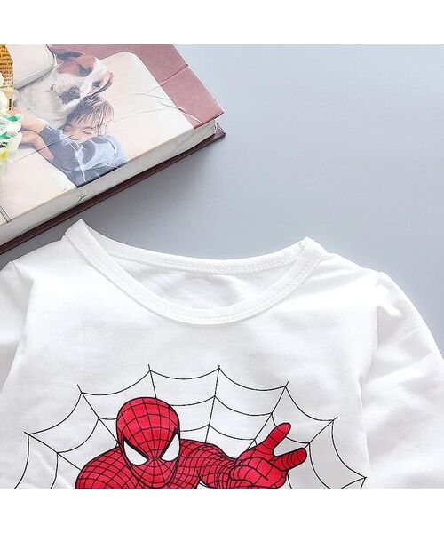 Trening 3 piese Spiderman, bluza trening cu gluga, maleta alba, pantaloni