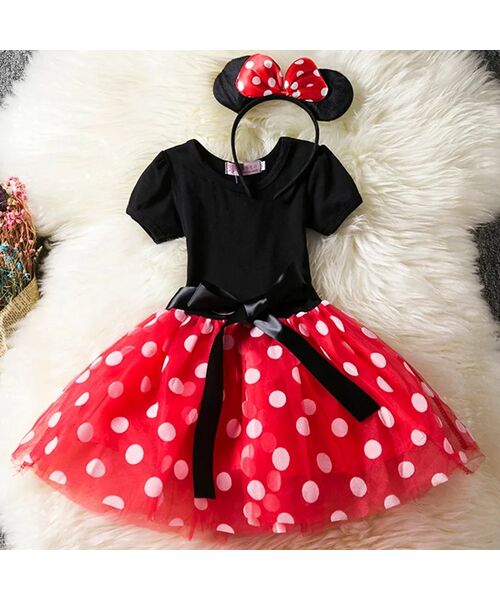 Rochie Minnie tull rosu CU DEFECT , marime 6 ani