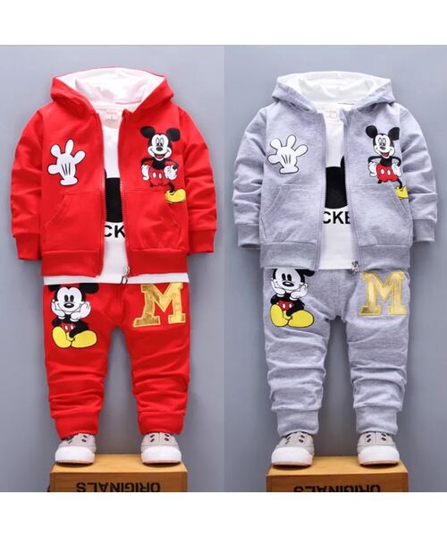 Trening 3 piese "Mickey", hanorac cu urechi, bluza alba maneca lunga, pantaloni