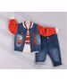 Set blug 3 piese "Little bear", geaca, bluza alba maneca lunga, pantaloni albastri