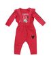 Set 2 piese "Love Minnie", bluza maneca lunga, pantaloni rosii cu bretele