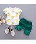 Set vara 2 piese "Ananas", tricou alb, pantalon scurt verde