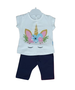 Set vara 2 piese "Unicornul cochet", tricou alb, leggings bleumarin 1/2