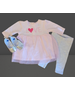 Set 3 piese " Love pink", bluza tip rochita, leggings gri, papucei argintii